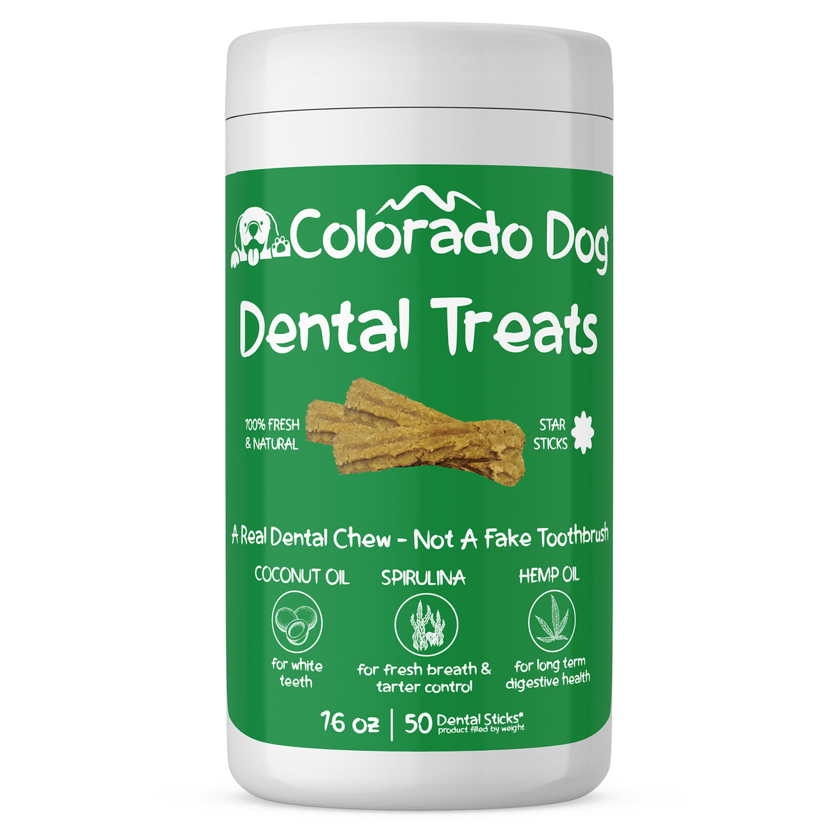 Colorado Dog Dental Dog Treats with Coconut Oil, Spirulina and Hemp