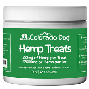 Hemp Dog Treats by Colorado Dog - 120 Count - Calming Chews for Dogs – for Dog Anxiety, Dog Pain, Dog Arthritis, Dog Digestion – Compare Hemp Amounts – 350mg of Hemp per Treat