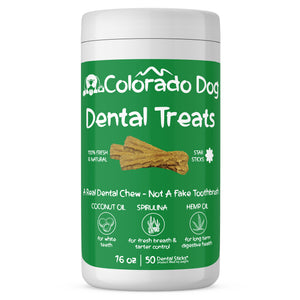 Colorado Dog Dental Dog Treats - with Coconut Oil, Spirulina and Hemp – Compare Ingredients & Cost – a 100% Natural, Effective Dog Dental Chew, Not a Fake Dog Toothbrush